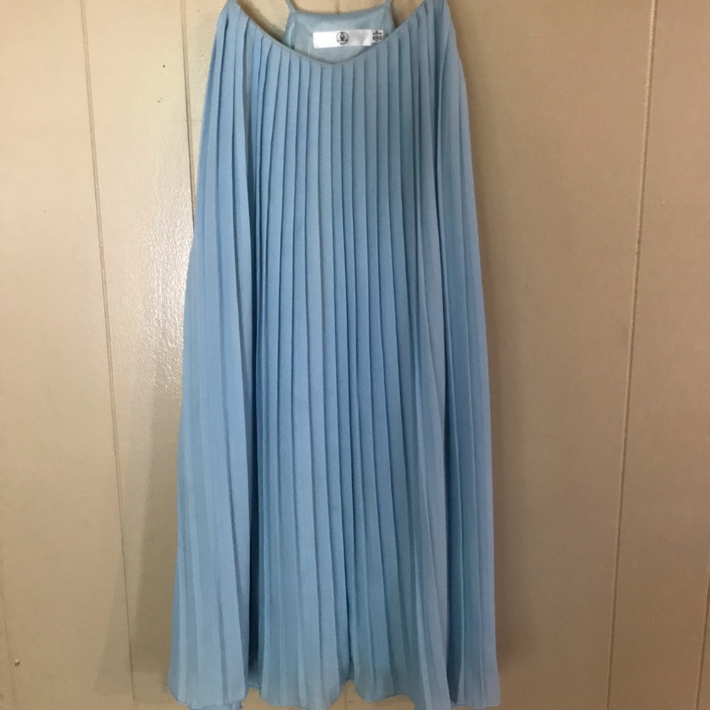 Light Blue Pleated Shift Dress